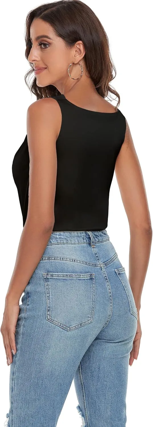 Wantschun Women's Cowl Neck Camisole Silk Satin Adjustable Spaghetti Strap Tank Top Cami Blouse S-3XL