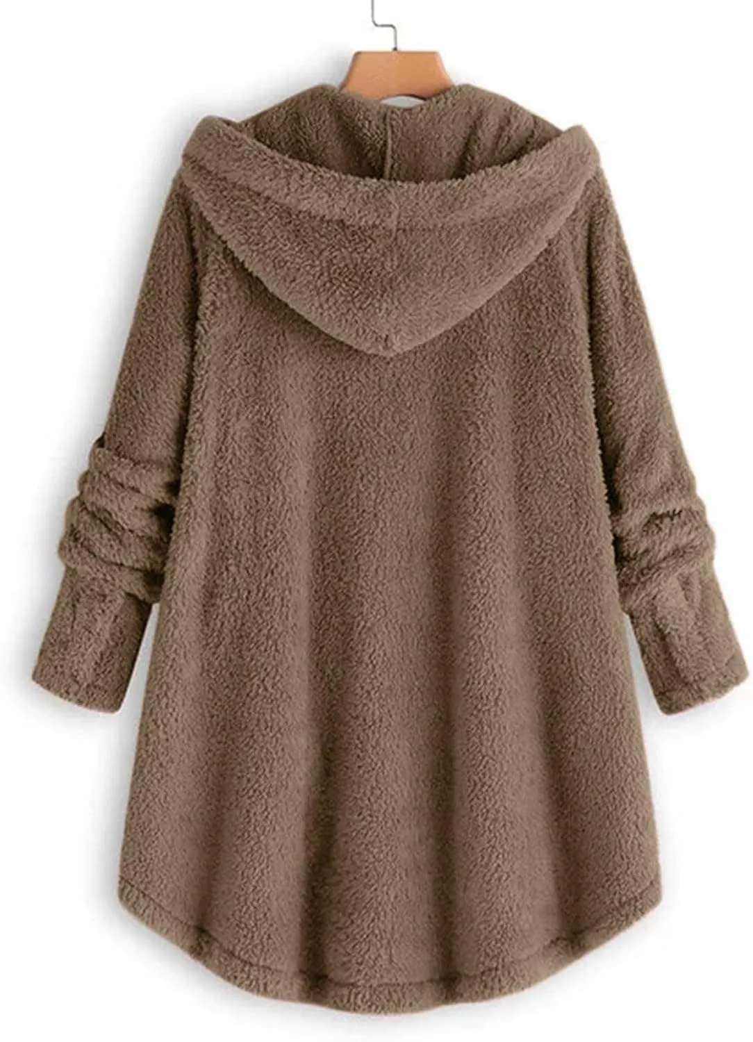 Winter Coats for Women 2024 Loose Plush Solid Color Single Breasted Pocket Hood Zipper Up Jacket