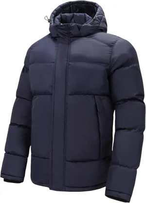 Winter Cotton-Padded Jacket for Men Trend Hooded Drawstring Thicken Windproof Warm Coat Quilted Puffer Jackets