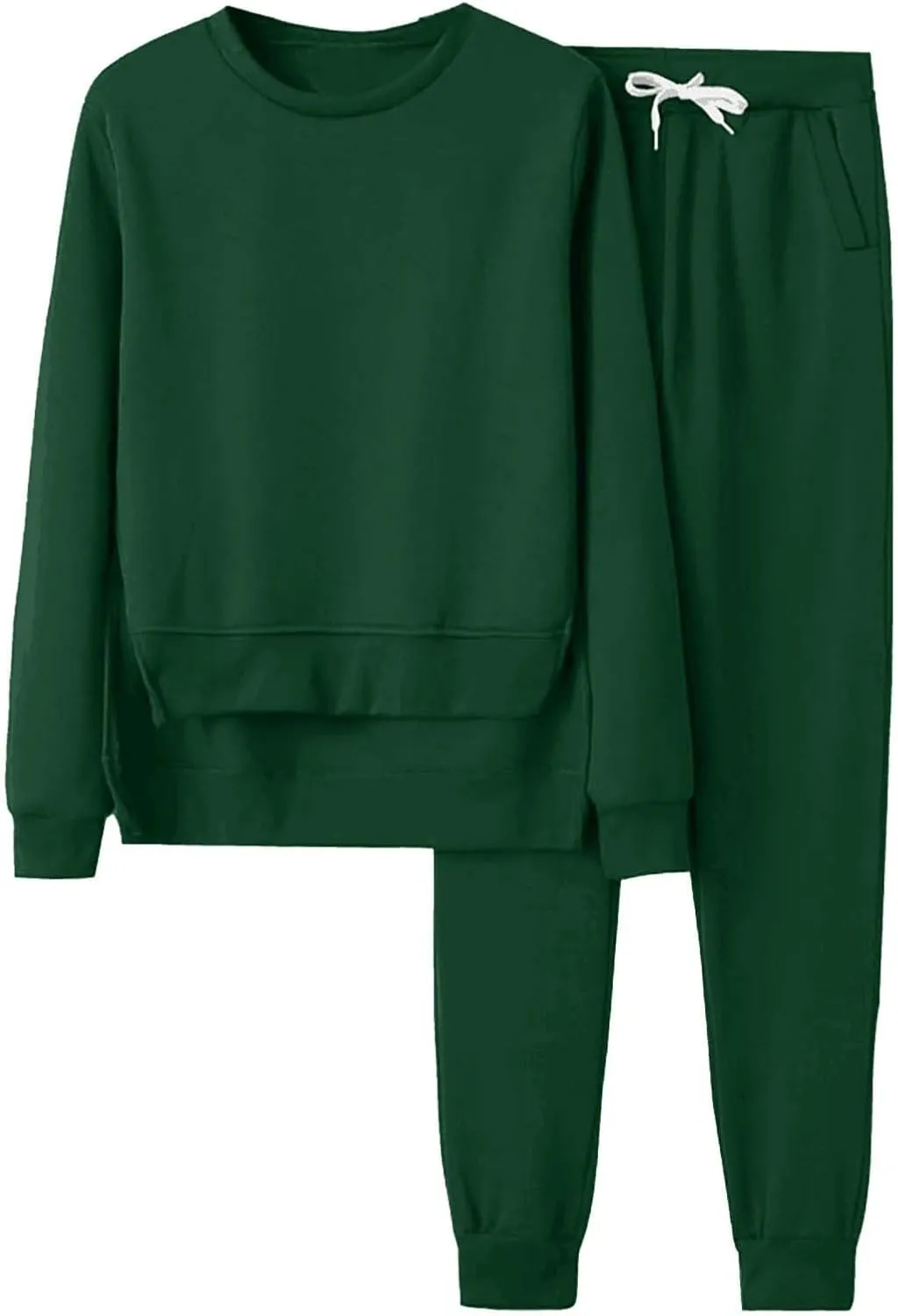 Women 2 Piece Outfits Long Sleeve V Neck Solid Color Sweatsuit Sweatshirt Baggy Fall Fashion Sweatpants Sets