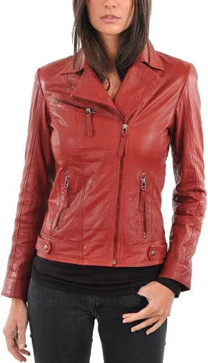 Women Leather Jacket - Lambskin Winter Vintage Motorcycle Biker Jacket, Moto Riding & Racing Jackets