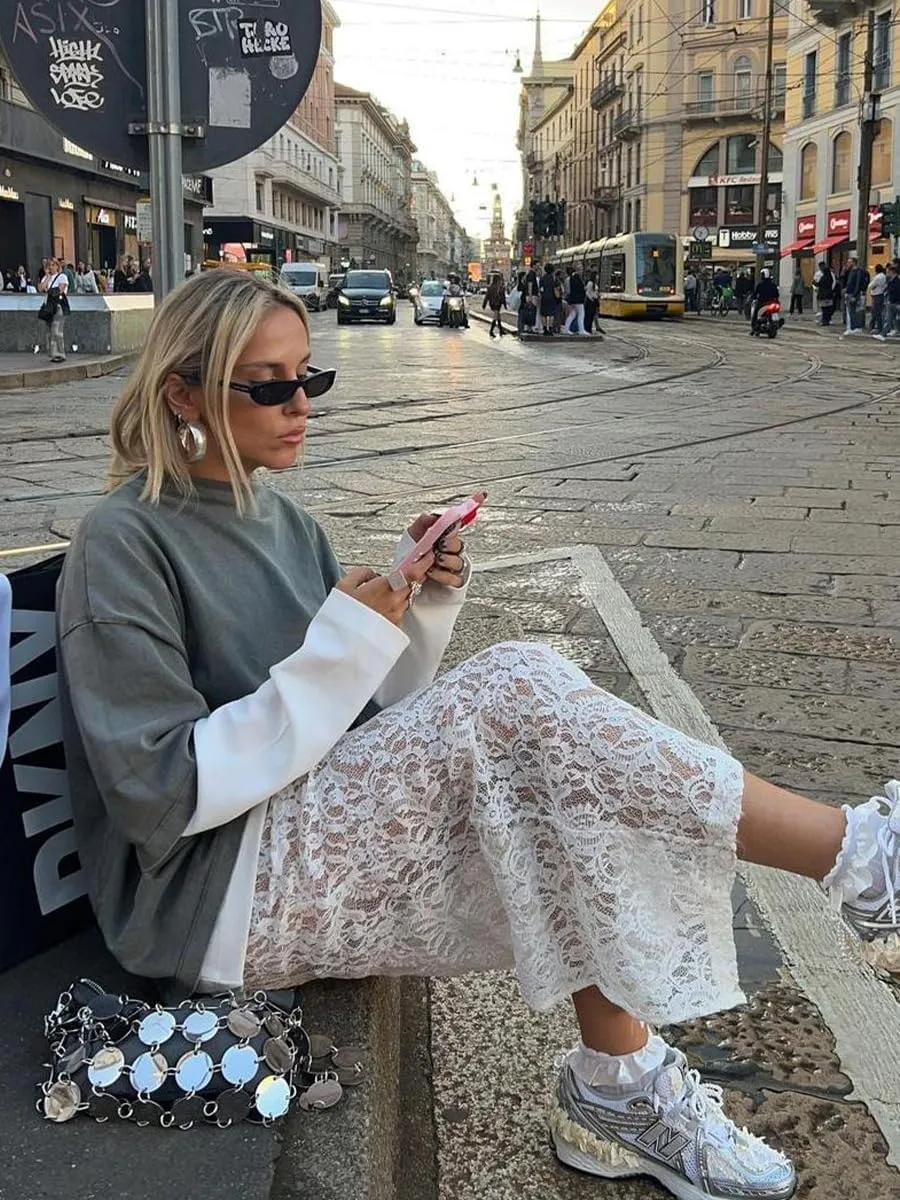 Women Sexy Sheer Lace White Flare Skirts Summer Floral Embroidered High Waist Long Maxi Beach Skirt