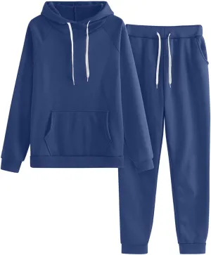 Women's 2 Piece Lounge Sets Long Sleeve Crewneck Fall Trendy Loungewear Hoodie Sweatshirt Long Pants Tracksuit