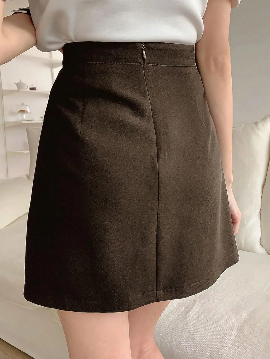 Women's 2025 Casual Plain Shorts Slit Skort