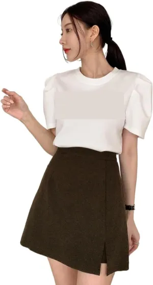 Women's 2025 Casual Plain Shorts Slit Skort