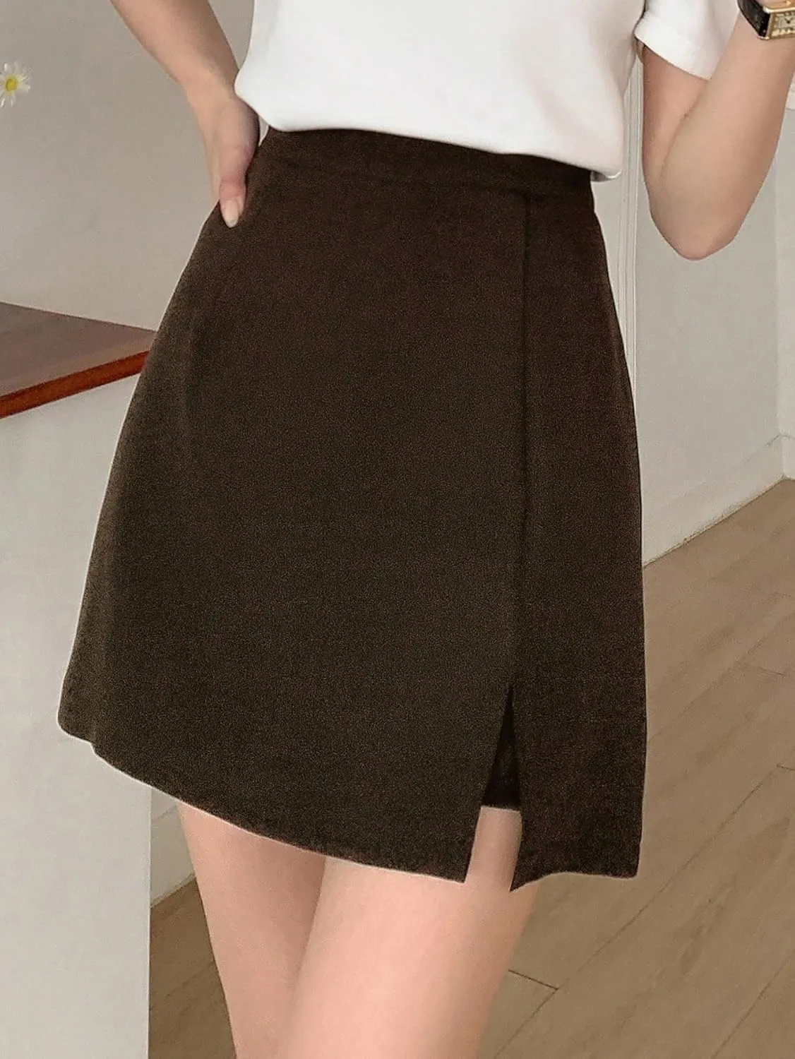 Women's 2025 Casual Plain Shorts Slit Skort