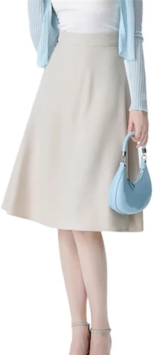 Women's A-Line Skirts High Waist Office Midi Skirt Ruffles Casual Skirt