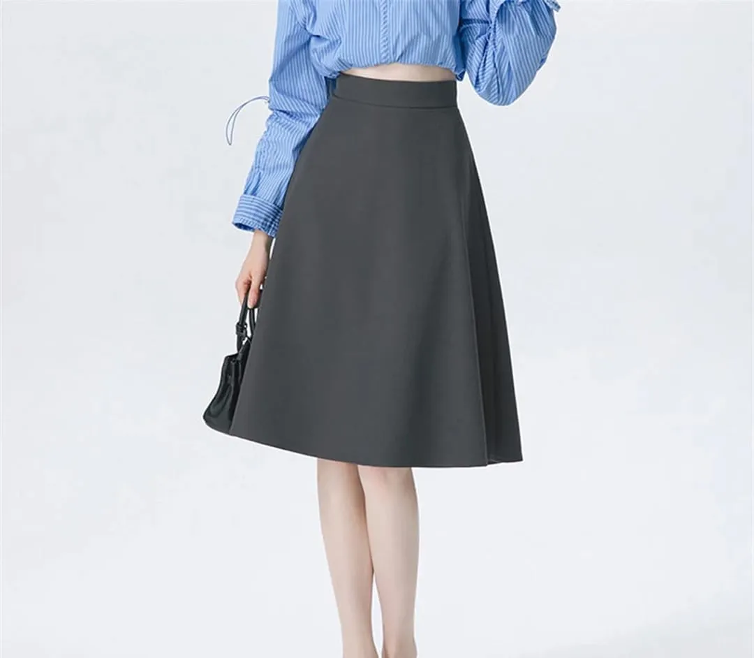 Women's A-Line Skirts High Waist Office Midi Skirt Ruffles Casual Skirt