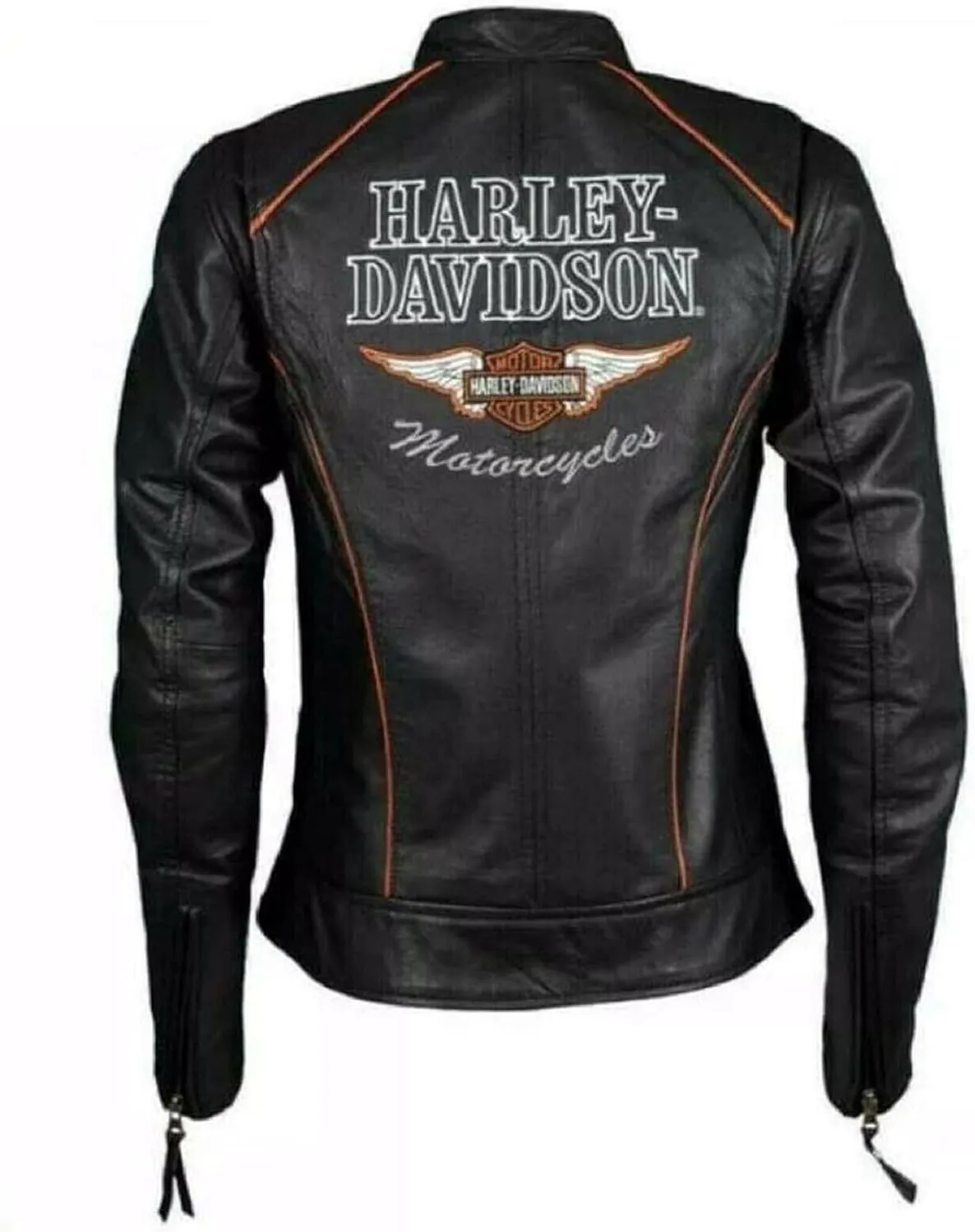 Womens Black Classic Leather Motorcycle Jacket, Biker Jacket for Ladies with Side Laces