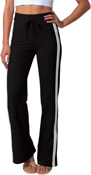 Womens Capri Pants Womens Baggy Wide Leg Pants Summer Floral Solid Long Palazzo Lounge Beach Trousers with Pocket Linen