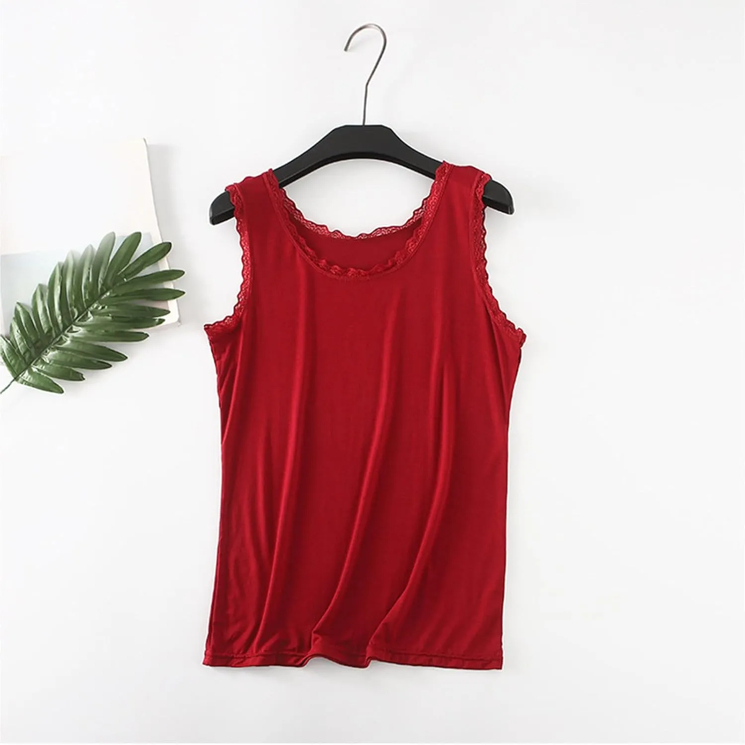 Women's Cotton Camisole Tank Tops Loose Fit Lace Trim Sexy 2025 Summer Crew Neck Sleeveless Going Out Tops Basic Tee