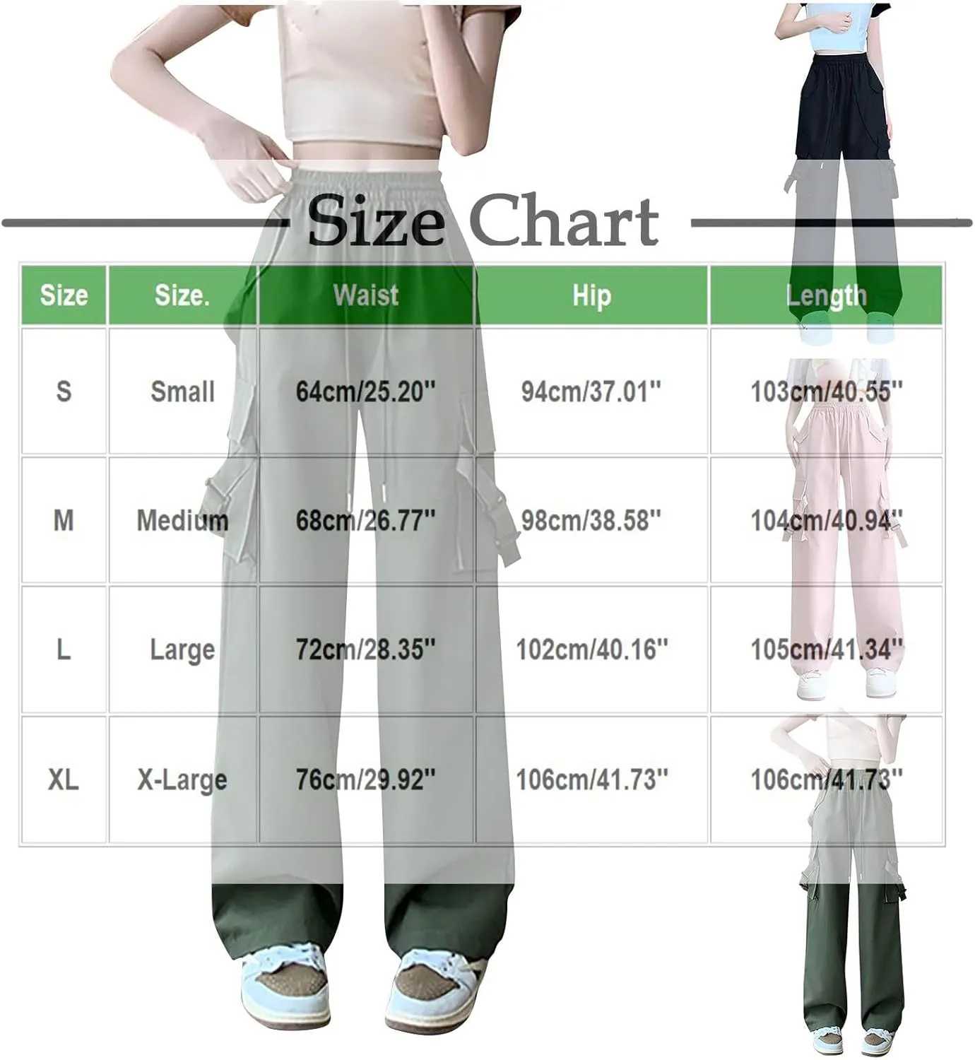 Womens High Rise Cargo Sweatpants Wide Leg Elastic Waist Pants Casual Loose Solid Color Lounge Trousers with Pockets