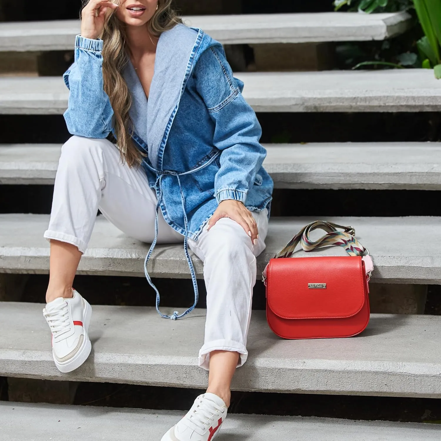 Womens hoddie denim Jacket Oversized tie waist jean jacket with hood