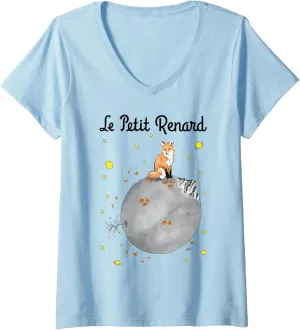 Womens Le petit renard V-Neck T-Shirt