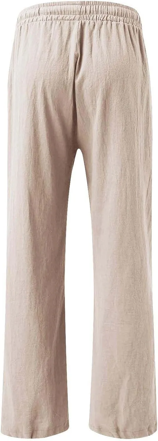 Womens Linen Pant 2025 Summer Casual Wide Leg Palazzo Pant Loose Smocked High Waist Work Slack Flowy Beach Trousers