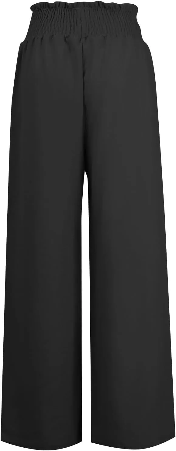 Women's Linen Summer Loose Pant Trousers High Waist Wide Leg Slim Fit Pants Beach