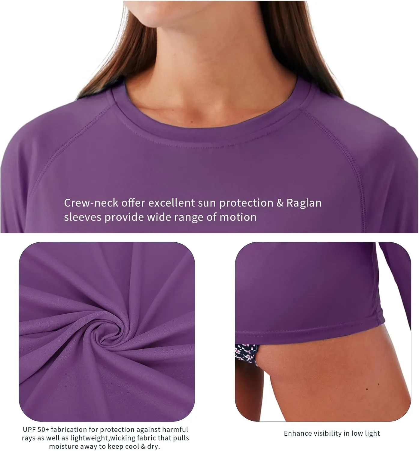 Women's Long Short Sleeve Rash Guard Swim Shirt