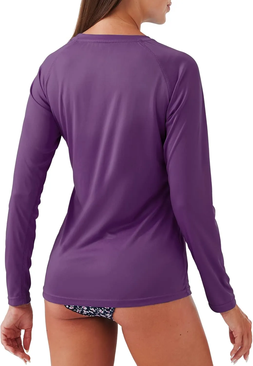Women's Long Short Sleeve Rash Guard Swim Shirt