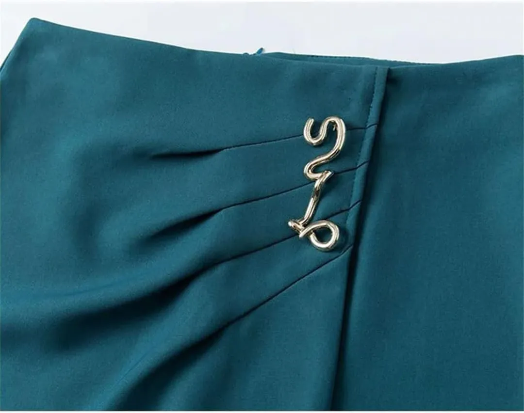Women's Office Irregular Slim Skirts Summer Streetwear Solid High Waist Split Midi Wrap Hip Skirt