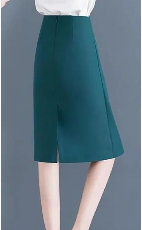 Women's Office Irregular Slim Skirts Summer Streetwear Solid High Waist Split Midi Wrap Hip Skirt