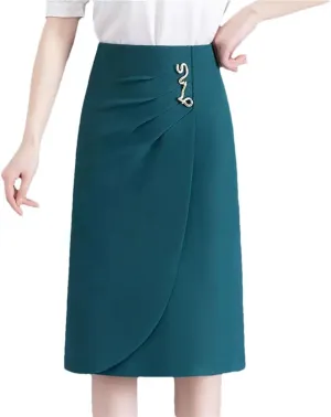 Women's Office Irregular Slim Skirts Summer Streetwear Solid High Waist Split Midi Wrap Hip Skirt