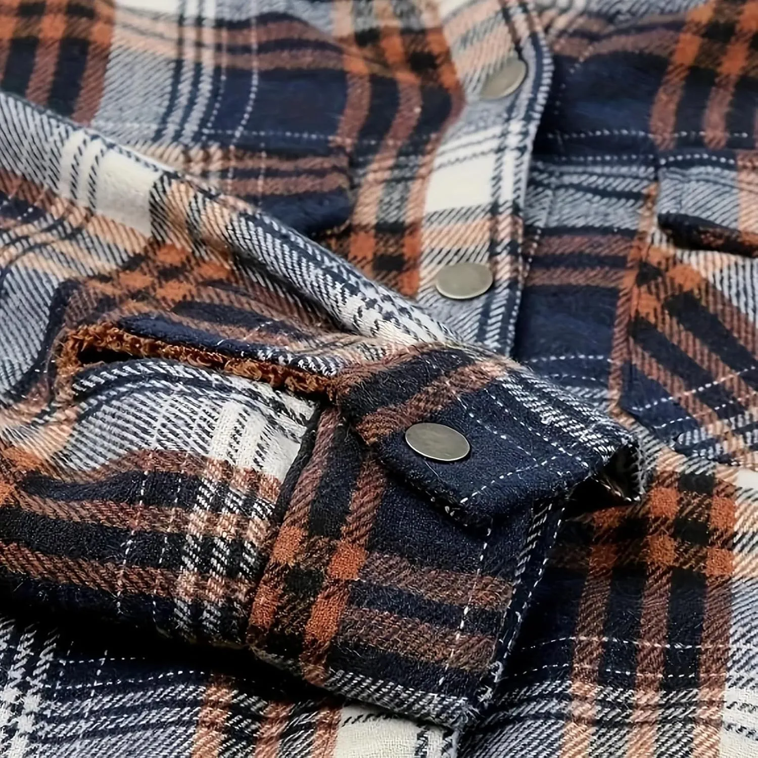 Womens Plaid Shacket Jacket Long Sleeve Button Down Fleece Hooded Jacket Warm Coat Casual Sherpa Fleece Lined Jacket