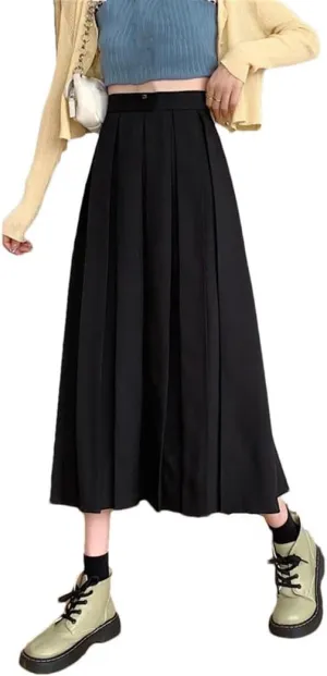 Women's Pleated Long Skirt High Waist A Line Vintage Midi Skirts