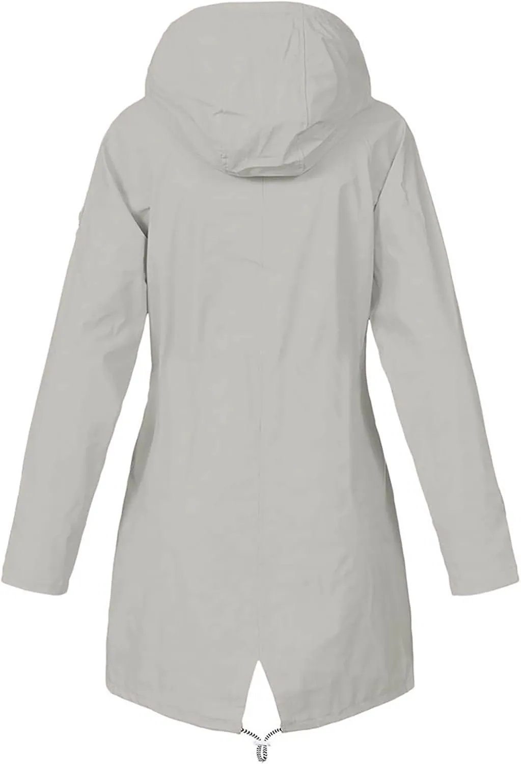 Womens Rain Jacket Waterproof Long Hooded Rain Coats Lightweight Outdoor Windbreaker Button Zip Up Travel Trench Coat