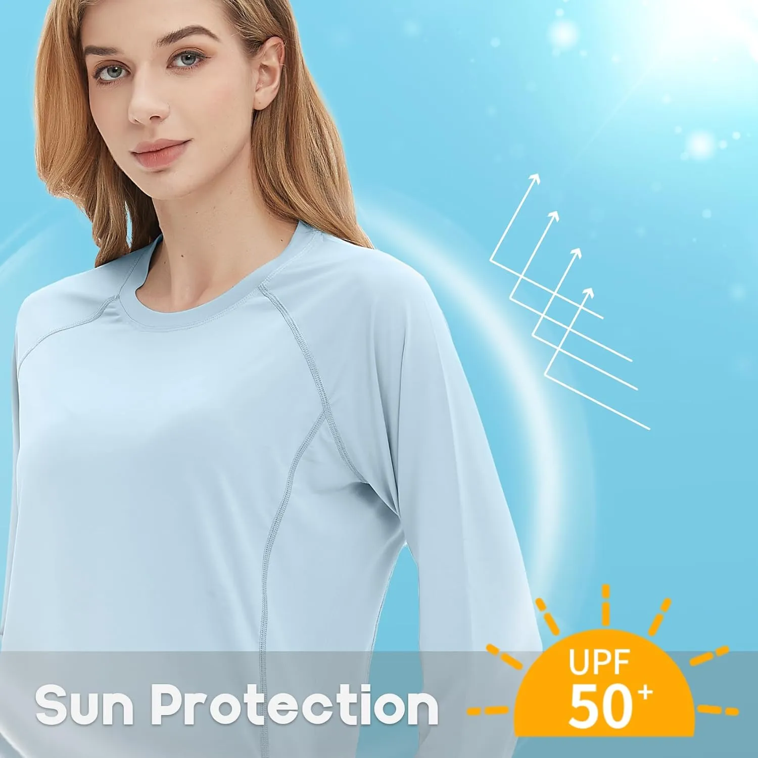 Women's Rash Guard Long Sleeve Shirt UPF 50  Sun UV Protection Quick Dry Swim Shirt Yoga Running Hiking Gym Tee Top
