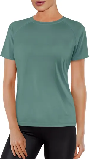 Women's Short Sleeve Swim Sun Shirt UPF 50  UV Protection Rash Guard Cooling Quick Dry Lightweight Workout Tops Outdoor Tee