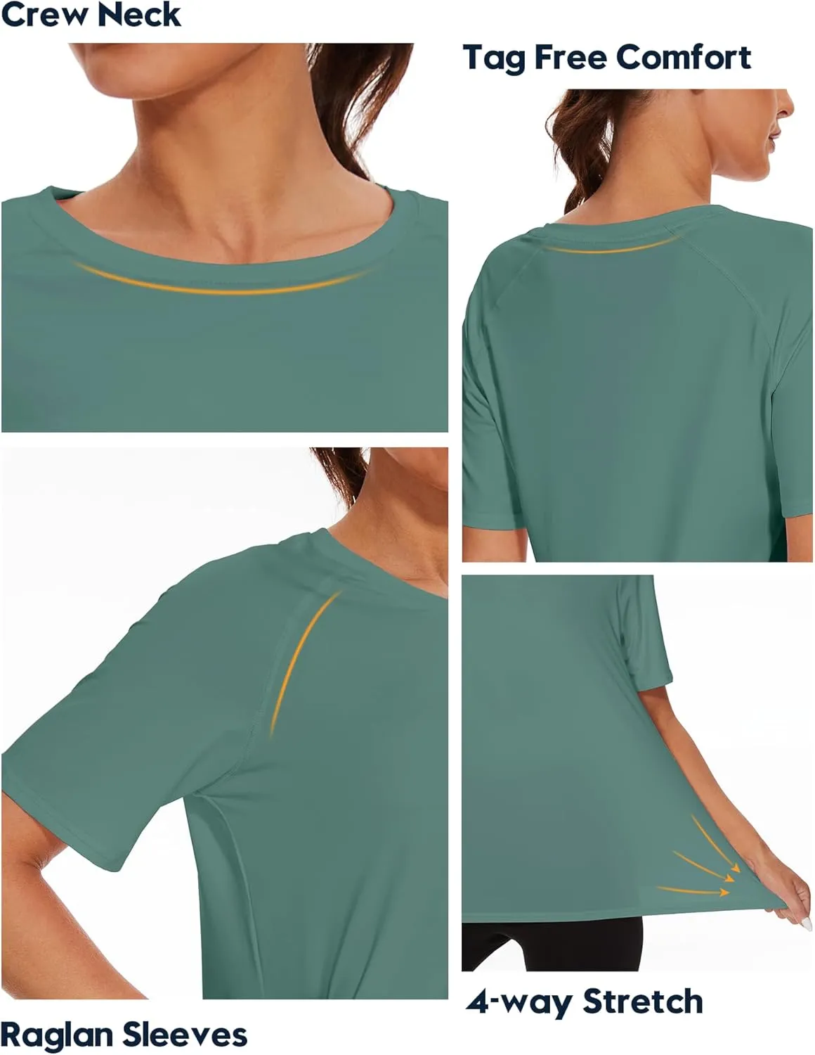Women's Short Sleeve Swim Sun Shirt UPF 50  UV Protection Rash Guard Cooling Quick Dry Lightweight Workout Tops Outdoor Tee