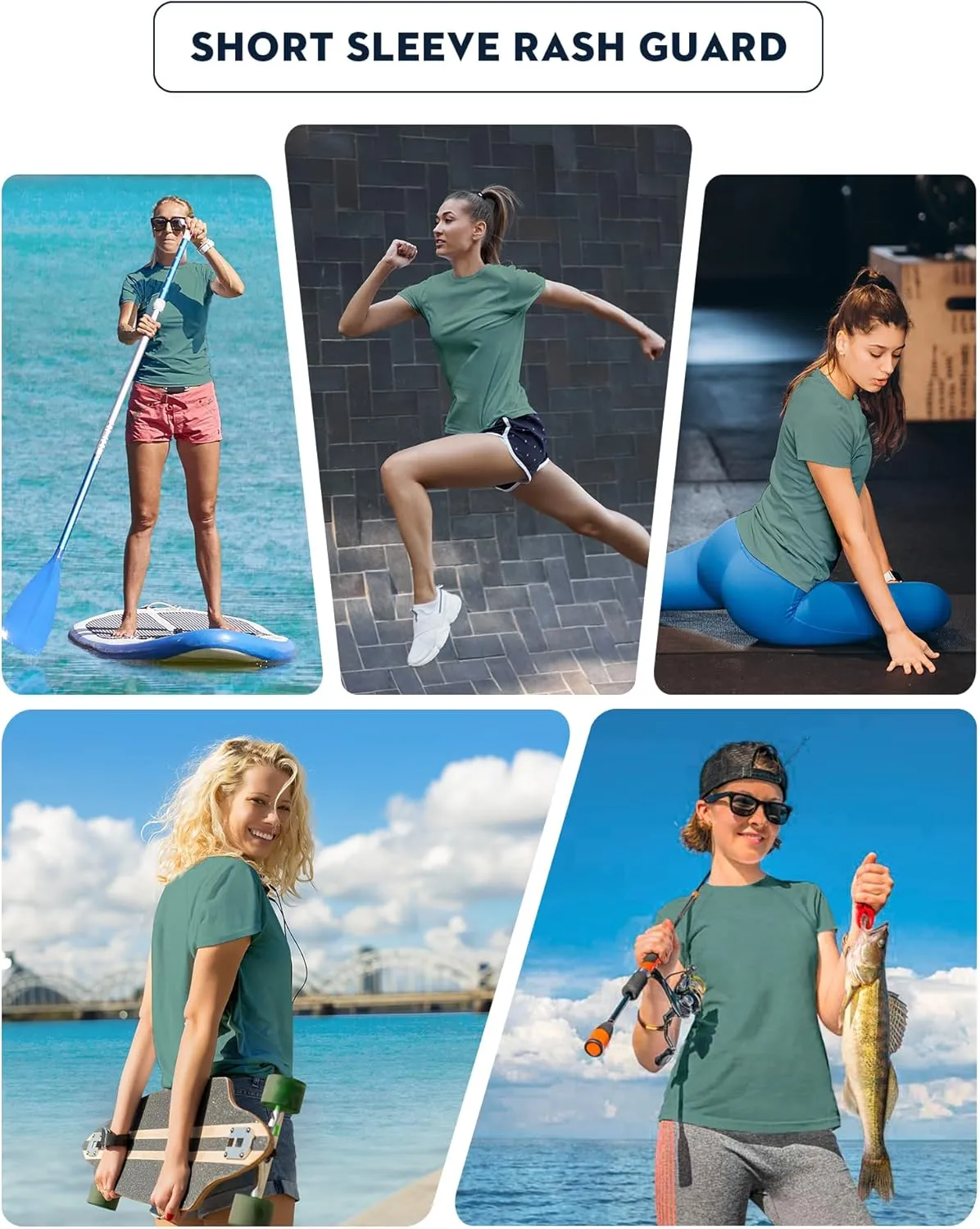 Women's Short Sleeve Swim Sun Shirt UPF 50  UV Protection Rash Guard Cooling Quick Dry Lightweight Workout Tops Outdoor Tee
