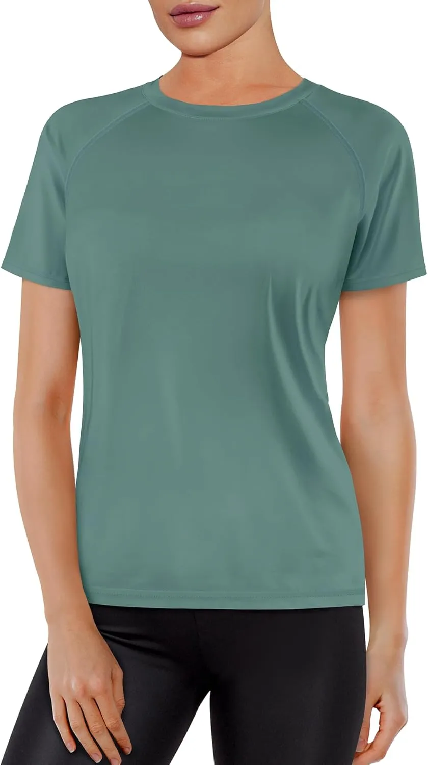 Women's Short Sleeve Swim Sun Shirt UPF 50  UV Protection Rash Guard Cooling Quick Dry Lightweight Workout Tops Outdoor Tee