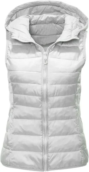 Women's Winter Down Vest Lightweight Packable Puffer Vest Warm Down Jackets Plus Size Fashion Waistcoat with Hood