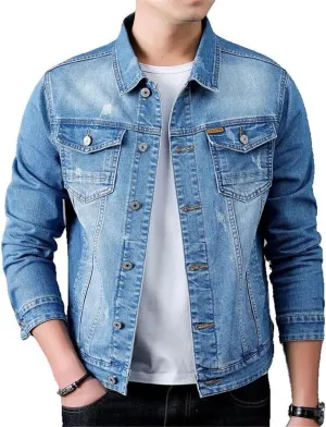 Xingfenly Jacket Men' Casual Cotton Black Denim Jeans Slim Washed Retro Classic Blue Coat Male Men Clothing