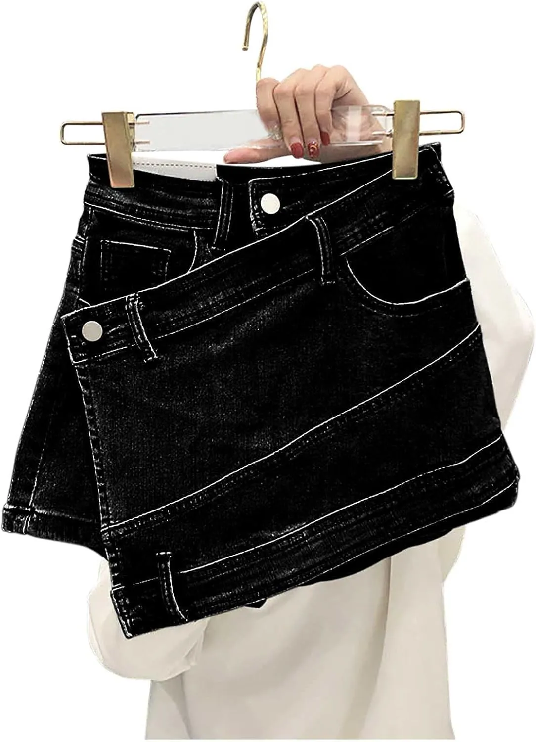 XUNRYAN Women's Summer Ripped High Waisted Distressed Denim Shorts Sexy Mini Skirts 2 in 1 Skorts Beach Vacation Outfits