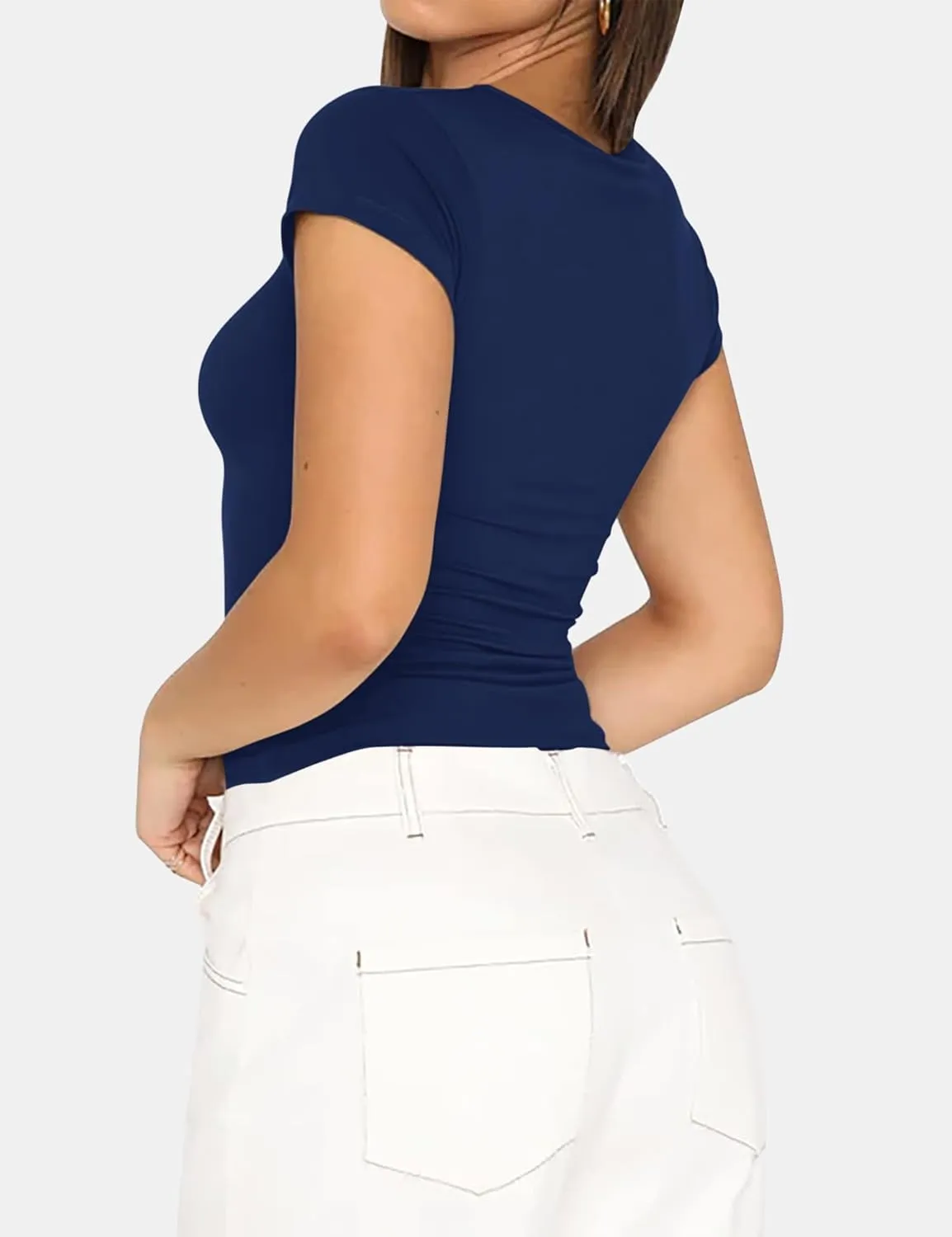 ZHENWEI Crop Workout Tops for Women Pack Summer Short Sleeve Gym Athletic Compression Shirts Cute Tight Basic Tops Tee