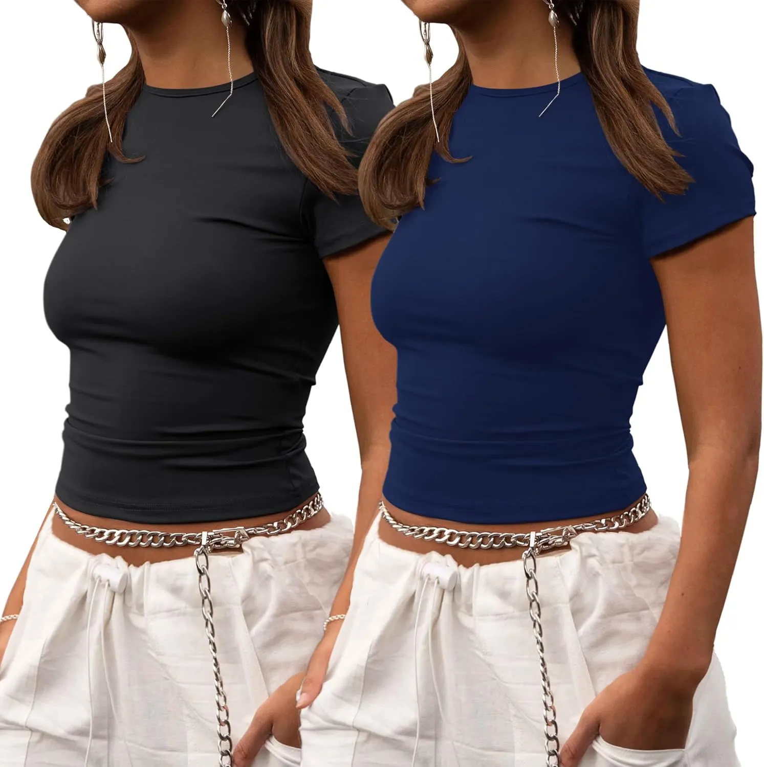 ZHENWEI Crop Workout Tops for Women Pack Summer Short Sleeve Gym Athletic Compression Shirts Cute Tight Basic Tops Tee