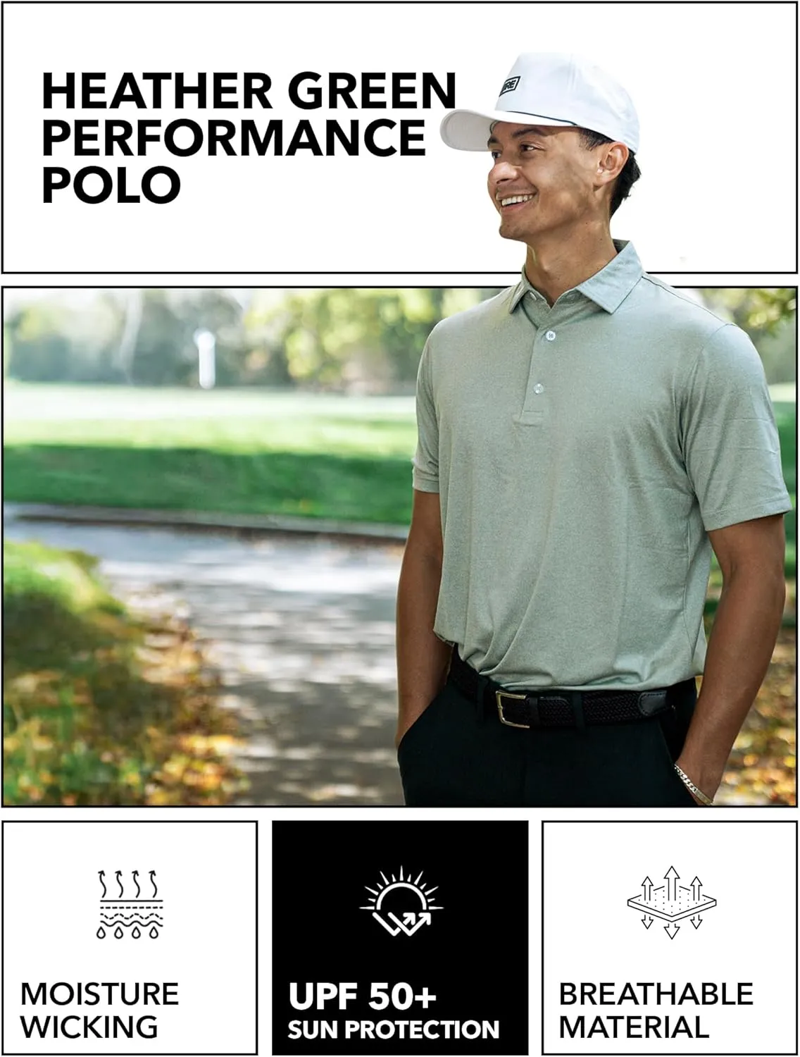 ZIRE Golf Men's Performance Polo | Dry Fit Short Sleeve Shirt | Moisture-Wicking Golf Shirt for Men | UPF 50  | 4-Way Stretch